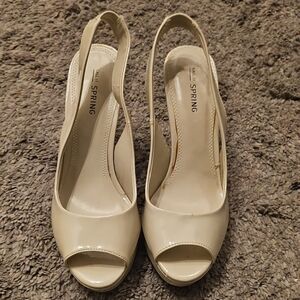 Call It Spring Women's Beige Slingback Heels